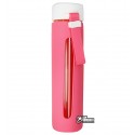 Пляшка для води Sopin in Style, скляна в силіконової захисту, рожевий колір