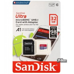 Карта пам'яті 32 GB microSDHC SanDisk Ultra UHS-I C10 80MB / s + SD adapter