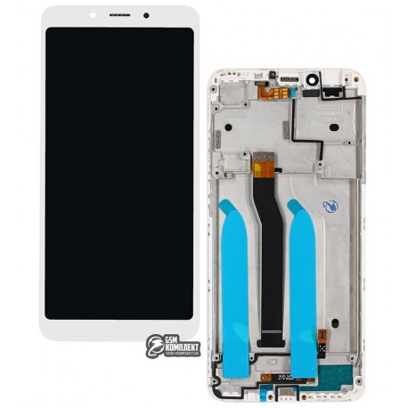 Дисплей для Xiaomi Redmi 6A, белый, с сенсорным экраном (дисплейный модуль), с рамкой, Original (PRC)