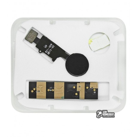 Шлейф для Apple iPhone 7, iPhone 7 Plus, кнопки меню, черный, с пластиком J8L