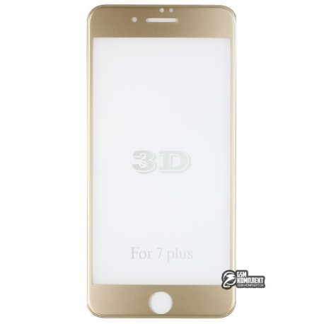 Закаленное защитное стекло 4D Glass для Apple iPhone 7 Plus / 8 Plus, 3D, 0,3 мм 9H, золотое