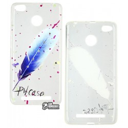 Чехол для Xiaomi Redmi 3s, перо, со стразами, силиконовый, прозрачный