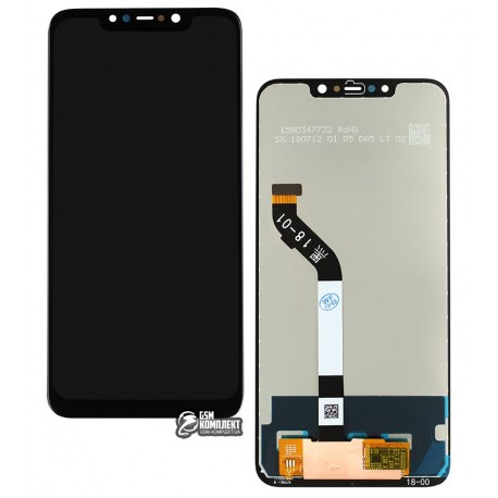 Дисплей Xiaomi Pocophone F1, черный, с сенсорным экраном (дисплейный модуль), оригинал (переклеено стекло)