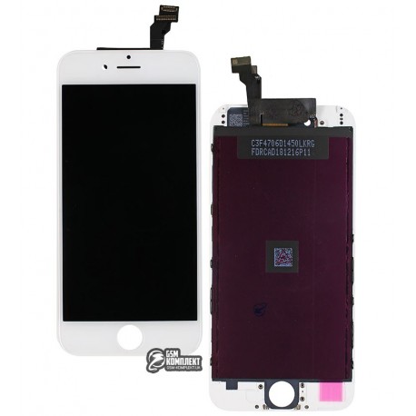 Дисплей iPhone 6, белый, с сенсорным экраном (дисплейный модуль), с рамкой, High Copy