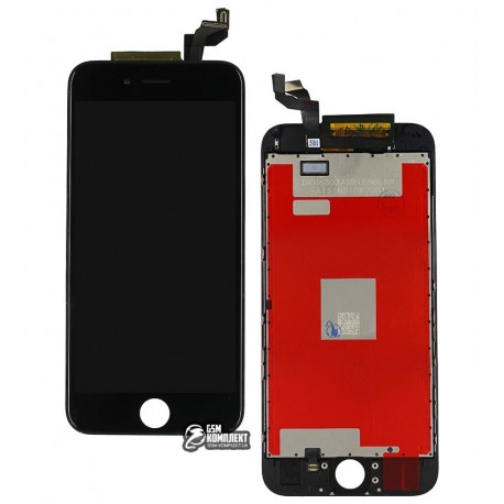 Дисплей iPhone 6S, черный, с рамкой, с сенсорным экраном (дисплейный модуль), high-copy
