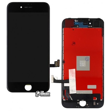 Дисплей iPhone 7, черный, с сенсорным экраном (дисплейный модуль), с рамкой, High Copy
