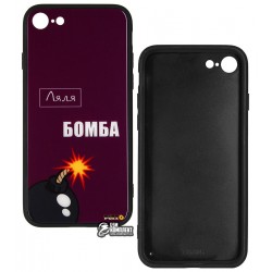 Чехол для iPhone 7, iPhone 8, Puzzo glass case mad series, силикон-стекло, бомба