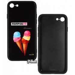 Чехол для iPhone 7, iPhone 8, Puzzo glass case mad series, силикон-стекло, мороженное