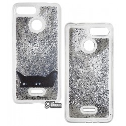 Чехол для Xiaomi Redmi 6, Lovely Stream, силиконовый с жидкостью, (black cat)