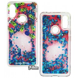 Чехол для Xiaomi Redmi 7, Lovely Stream, силиконовый с жидкостью, (green pineapples)