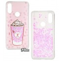 Чехол для Xiaomi Redmi 7, Lovely Stream, силиконовый с жидкостью, (ice cream coffee pink)
