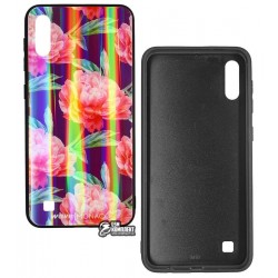 Чехол для Samsung A105F Galaxy A10, WAVE Monaco Case, силикон-стекло, цветы бордо