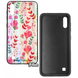 Чохол для Samsung A105F Galaxy A10, WAVE Monaco Case, силікон-скло, квіти Чохол для Samsung A105F Galaxy A10, WAVE Monaco Case, силікон-скло, квіти
