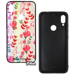 Чохол для Xiaomi Redmi Note 7, WAVE Monaco Case, силікон-скло, квіти