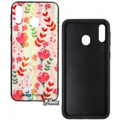 Чохол для Samsung M205F Galaxy M20, WAVE Monaco Case, силікон-скло, квіти Чохол для Samsung M205F Galaxy M20, WAVE Monaco Case, силікон-скло, квіти