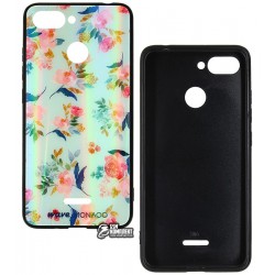 Чохол для Xiaomi Redmi 6, WAVE Monaco Case, силікон-скло, квіти бірюза