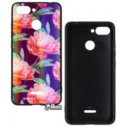 Чохол для Xiaomi Redmi 6, WAVE Monaco Case, силікон-скло, квіти бордо