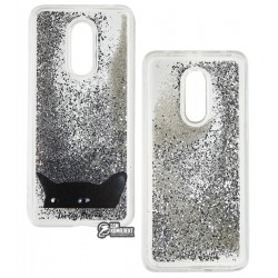 Чехол для Xiaomi Redmi 5 Plus, Lovely Stream, силиконовый с жидкостью, (black cat)