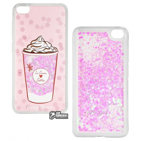 Чехол для Xiaomi Redmi Go, Lovely Stream, силиконовый с жидкостью, (ice cream coffee pink) Чехол для Xiaomi Redmi Go, Lovely Stream, силиконовый с жидкостью, (ice cream coffee pink)