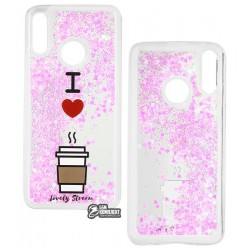 Чехол для Huawei P Smart 2019/Honor 10 Lite, Lovely Stream, силиконовый с жидкостью, (i love coffee)