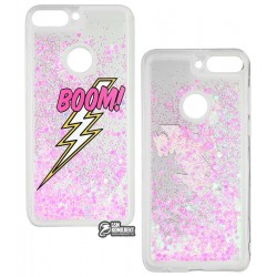Чехол для Huawei Y7 Prime 2018/7C Pro/Enjoy 8, Lovely Stream, силиконовый с жидкостью, (boom lightning)
