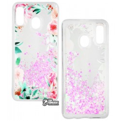 Чехол для Samsung Galaxy A20/A30 A205F/A305F, Lovely Stream, силиконовый с жидкостью, (flowering corners)