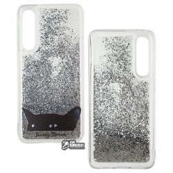 Чехол для Xiaomi Mi9 SE, Lovely Stream, силиконовый с жидкостью, (black cat)