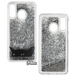 Чехол для Samsung A405F Galaxy A40 (2019), Lovely Stream, силиконовый с жидкостью, (black cat)