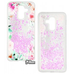 Чехол для Samsung Galaxy A6 Plus 2018 A605F, Lovely Stream, силиконовый с жидкостью, (flowering corners)