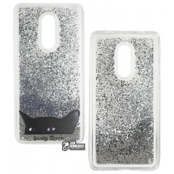 Чехол для Xiaomi Redmi Note 4X, Lovely Stream, силиконовый с жидкостью, (black cat)