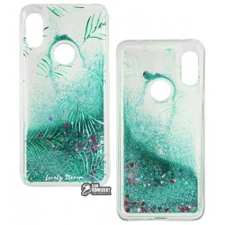 Чехол для Xiaomi Redmi Note 6 Pro, Lovely Stream, силиконовый с жидкостью, (green herbs)