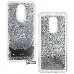 Чехол для Xiaomi Redmi 5, Lovely Stream, силиконовый с жидкостью, (black cat)