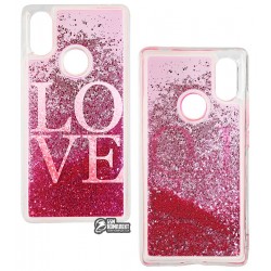 Чехол для Xiaomi Mi8 SE, Lovely Stream, силиконовый с жидкостью, (pink love)