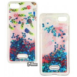 Чехол для Xiaomi Redmi 6A, Lovely Stream, силиконовый с жидкостью, (green pineapples)