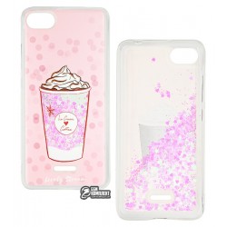 Чехол для Xiaomi Redmi 6A, Lovely Stream, силиконовый с жидкостью, (ice cream coffee pink)