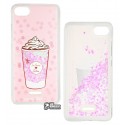 Чохол для Xiaomi Redmi 6A, Lovely Stream, силіконовий з рідиною, (ice cream coffee pink)