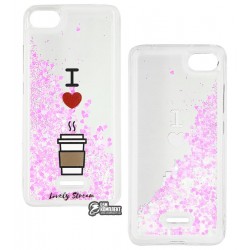 Чехол для Xiaomi Redmi 6A, Lovely Stream, силиконовый с жидкостью, (i love coffee)