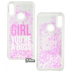Чехол для Xiaomi Redmi Note 7, Lovely Stream, силиконовый с жидкостью, (girl you are a boss pink)