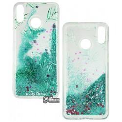 Чехол для Huawei Honor 8X, Lovely Stream, силиконовый с жидкостью, аквариум, green herbs