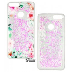 Чехол для Huawei P Smart/Enjoy 7S, Lovely Stream, силиконовый с жидкостью, аквариум, flowering corners