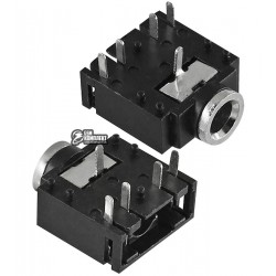 Гнездо 3,5мм 3pin (стерео) монтажное c отключением, корпус пластик, на плату