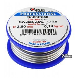 Припой Cynel Sn60Pb40-SW26 2.5мм, 100г Припой Cynel Sn60Pb40-SW26 2.5мм, 100г