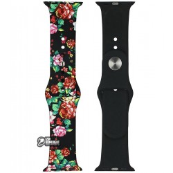 Ремешок Apple Watch Sport Band Print 38 mm/40 mm (black/flowers) Ремешок Apple Watch Sport Band Print 38 mm/40 mm (black/flowers)