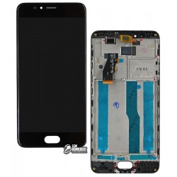 Дисплей для Meizu M5s, черный, с сенсорным экраном (дисплейный модуль), с рамкой, M612H