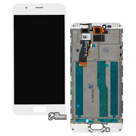 Дисплей для Meizu M5s, белый, с сенсорным экраном (дисплейный модуль), с рамкой, M612H