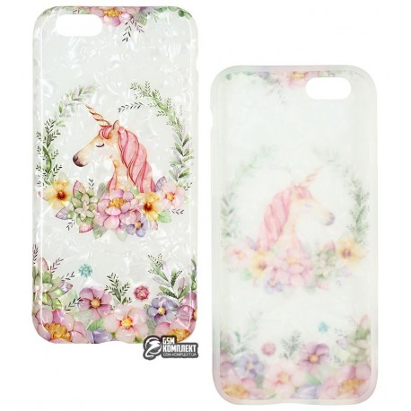 Чехол для iPhone 6, iPhone 6s, Blood of Jelly Cute case, силикон (unicorn with flowers)