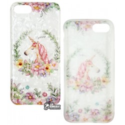 Чехол для iPhone 7, iPhone 8, Blood of Jelly Cute case, силикон (unicorn with flowers)