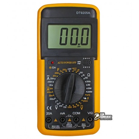Мультиметр DT-9205A с функцией автоотключения (ток до 20А)