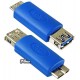 Переходник штекер micro USB тип В- гнездо USB A, v3.0, синий