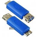 Перехідник штекер micro USB тип В- гніздо USB A, v3.0, синій колір